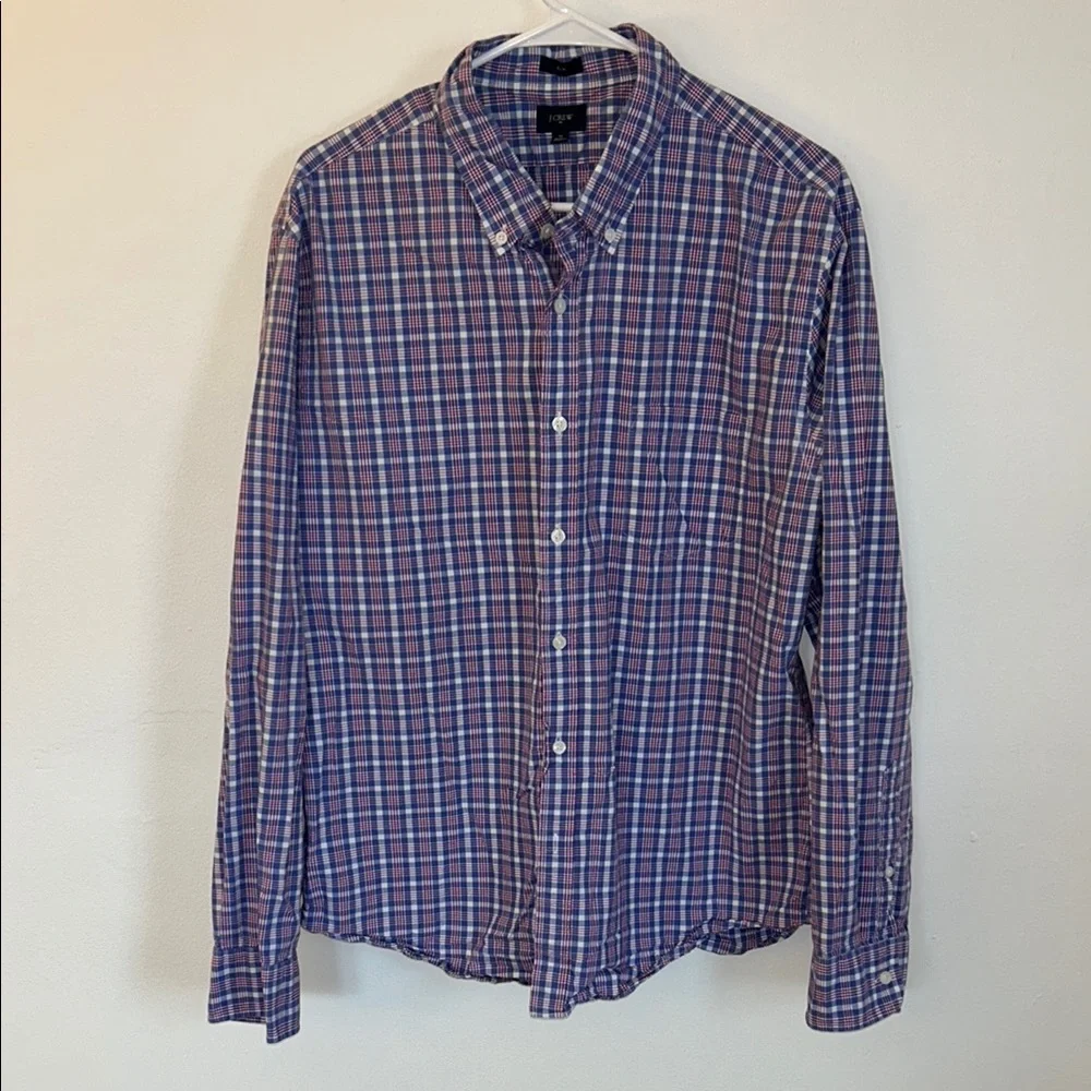 J Crew Men's Blue Plaid Shirt